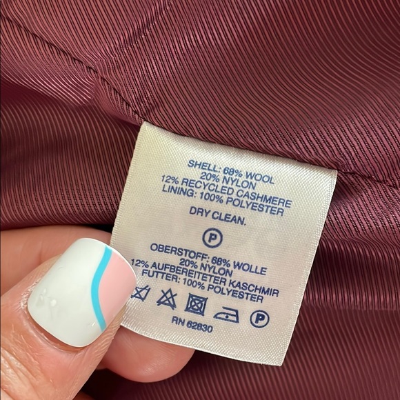 Lands' End Red Wool Blend Trench Coat with Notched Lapel and Pocket, 8P - Picture 3 of 12